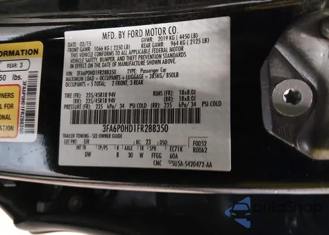 2015 Ford Fusion Se z USA, uszkodzony, nr VIN 3FA6P0HD1FR288350